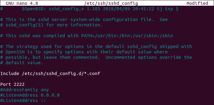 changing default ssh port on ubuntu