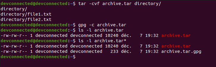 encrypt tar file