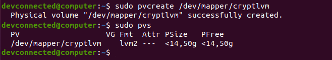 pvcreate command