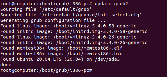 update grub stage 2