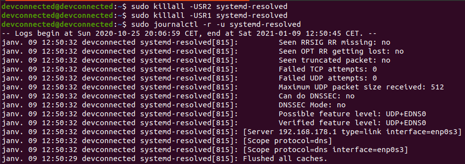 flush dns using usr1 signal