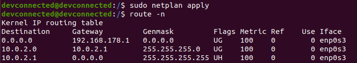 netplan apply permanent route