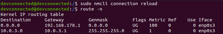 reload network manager connection