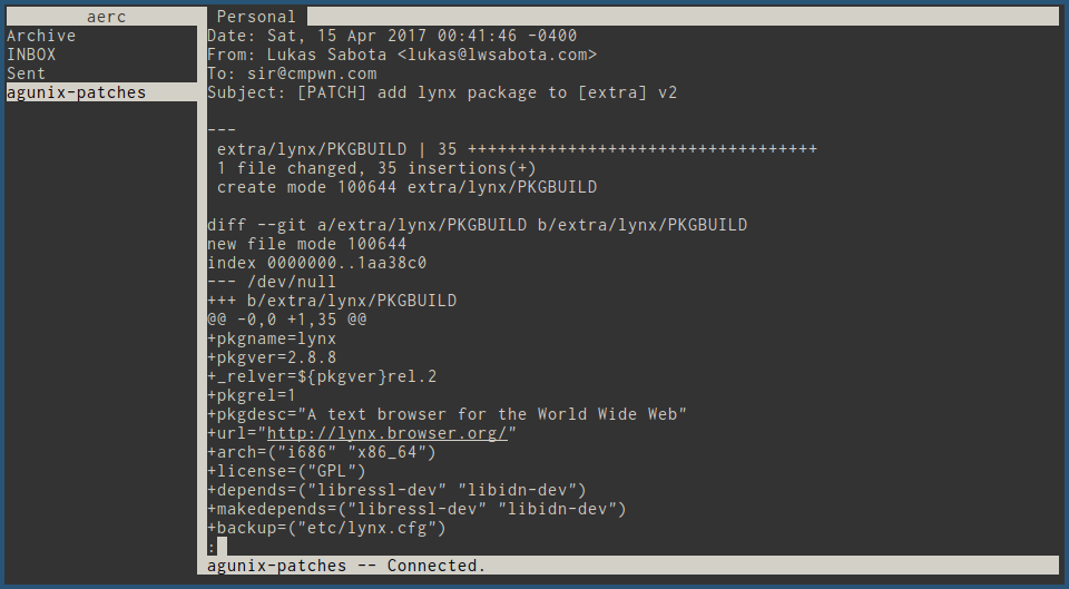 Aerc Email Client for Linux