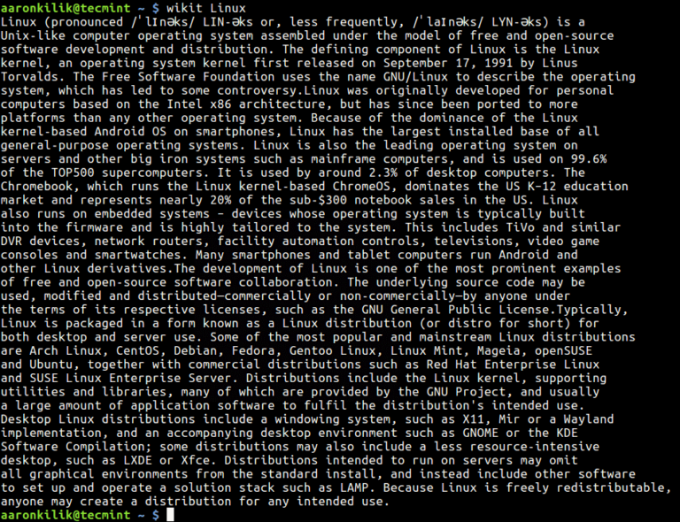 Wikit – Search Wikipedia on Linux Command Line