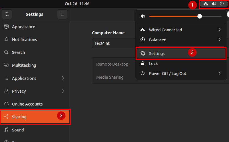 Sharing Settings of Ubuntu