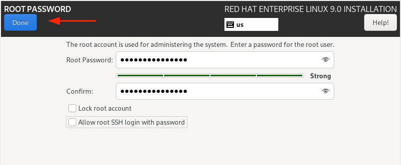 Create Root Password