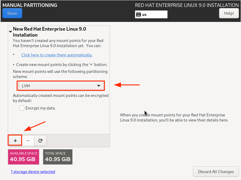 RHEL 9 Manual Partitioning