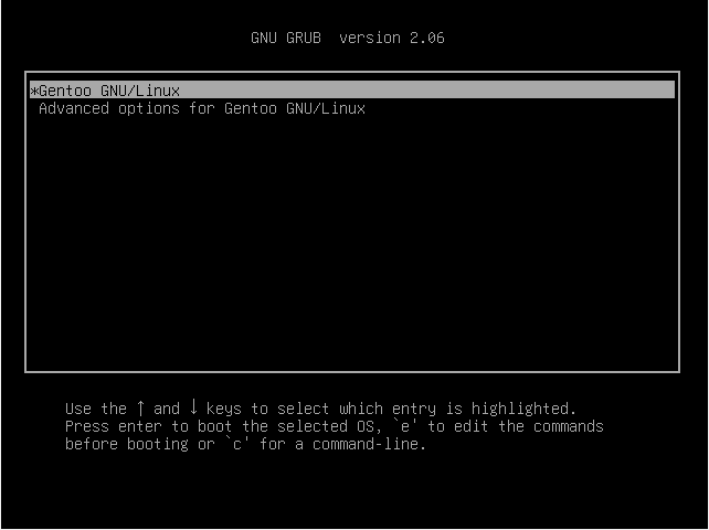 Gentoo Boot Grub Menu