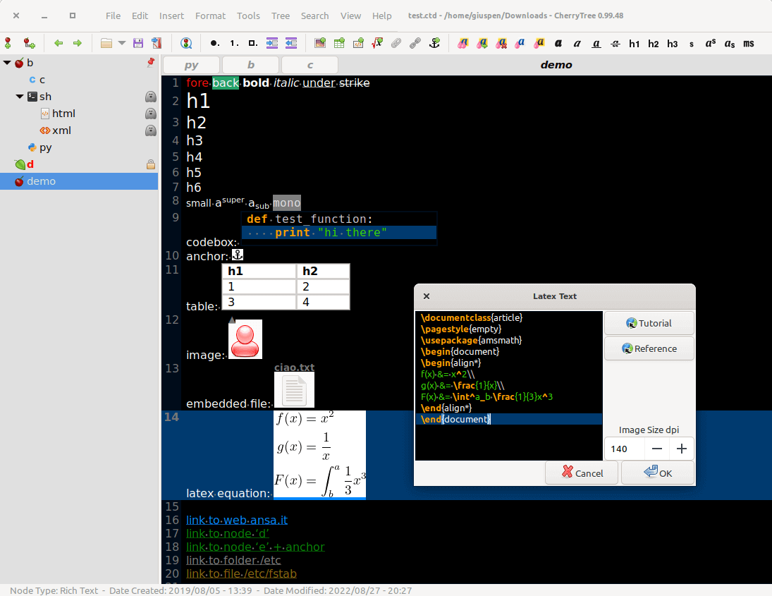 CherryTree - A Note-Taking with Syntax Highlighting