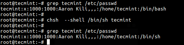 Change User Shell Using chsh