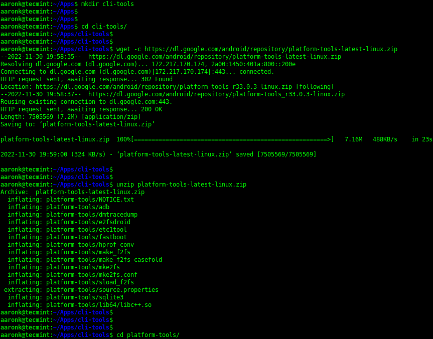 Download SDK Platform Tools in Linux