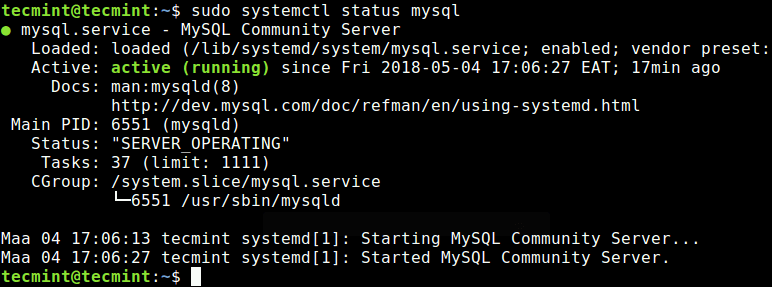 Check MySQL Server Status