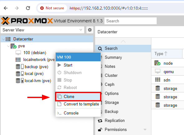 Proxmox VM Clone