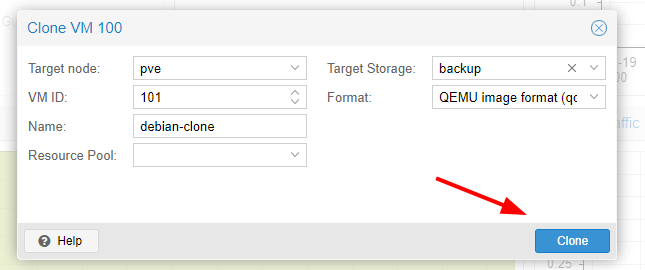 Clone VM in Proxmox