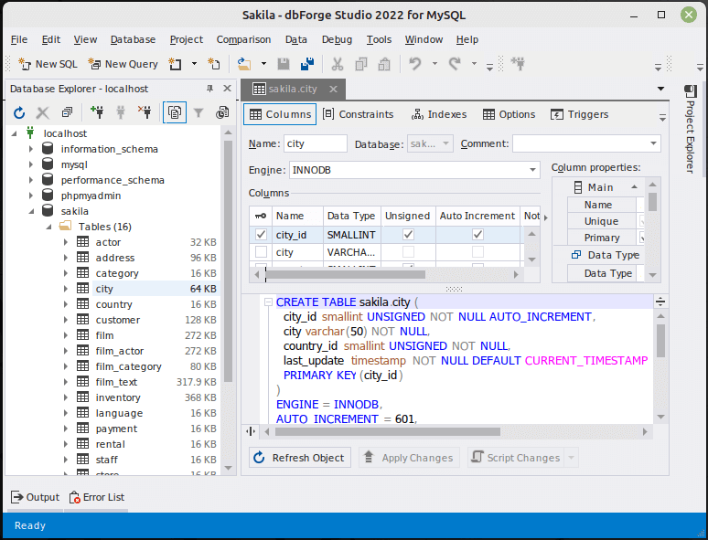 dbForge Studio for MySQL 