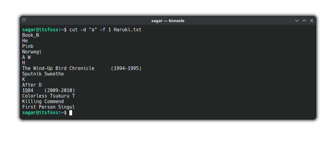 use different delimiter with the cut command