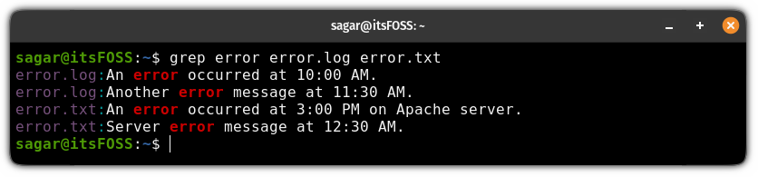 Search pattern from the multiple files using the grep command