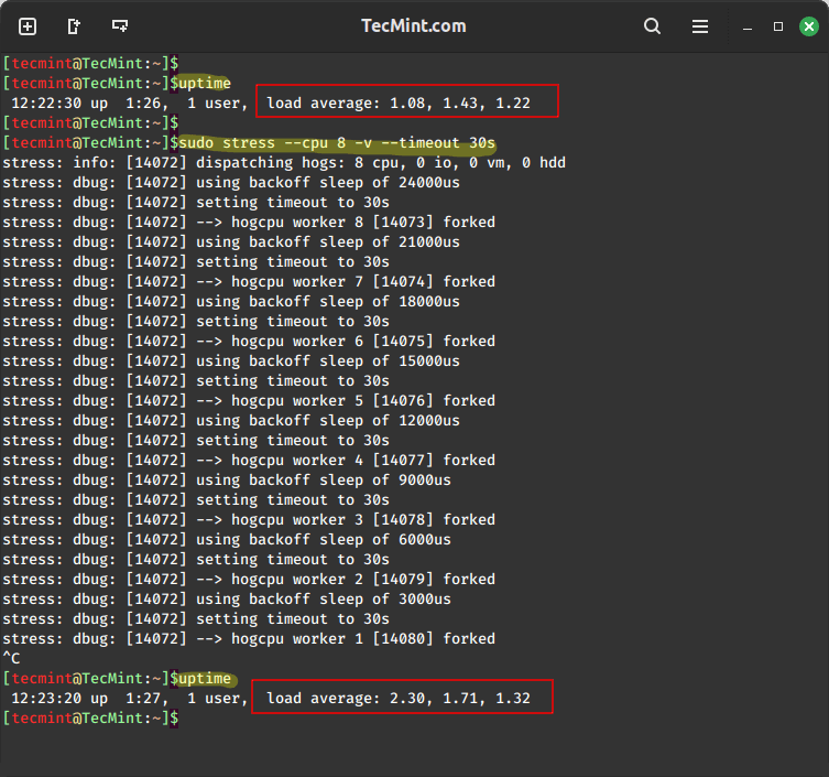 Executing CPU Stress Test with 8 Threads 