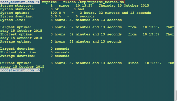 tuptime Database