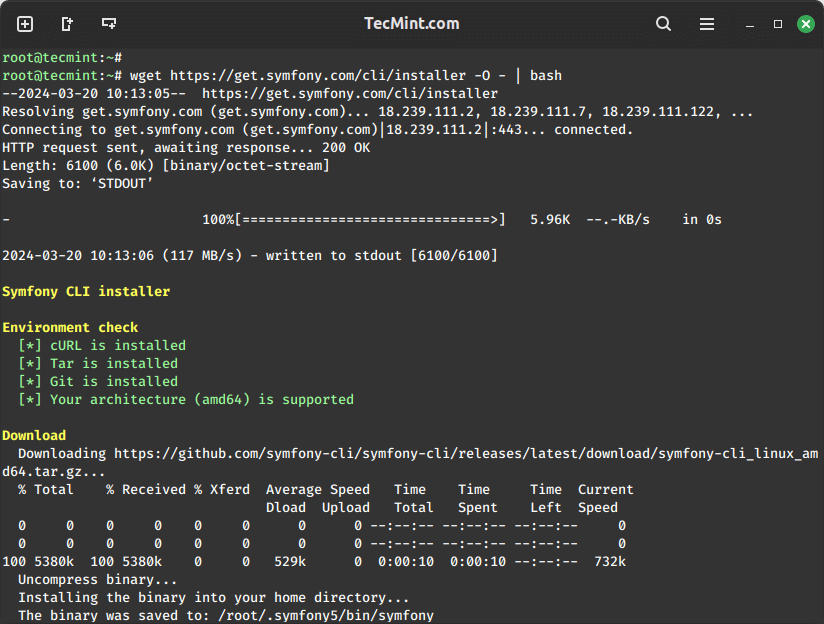 Install Symfony Framework in Linux