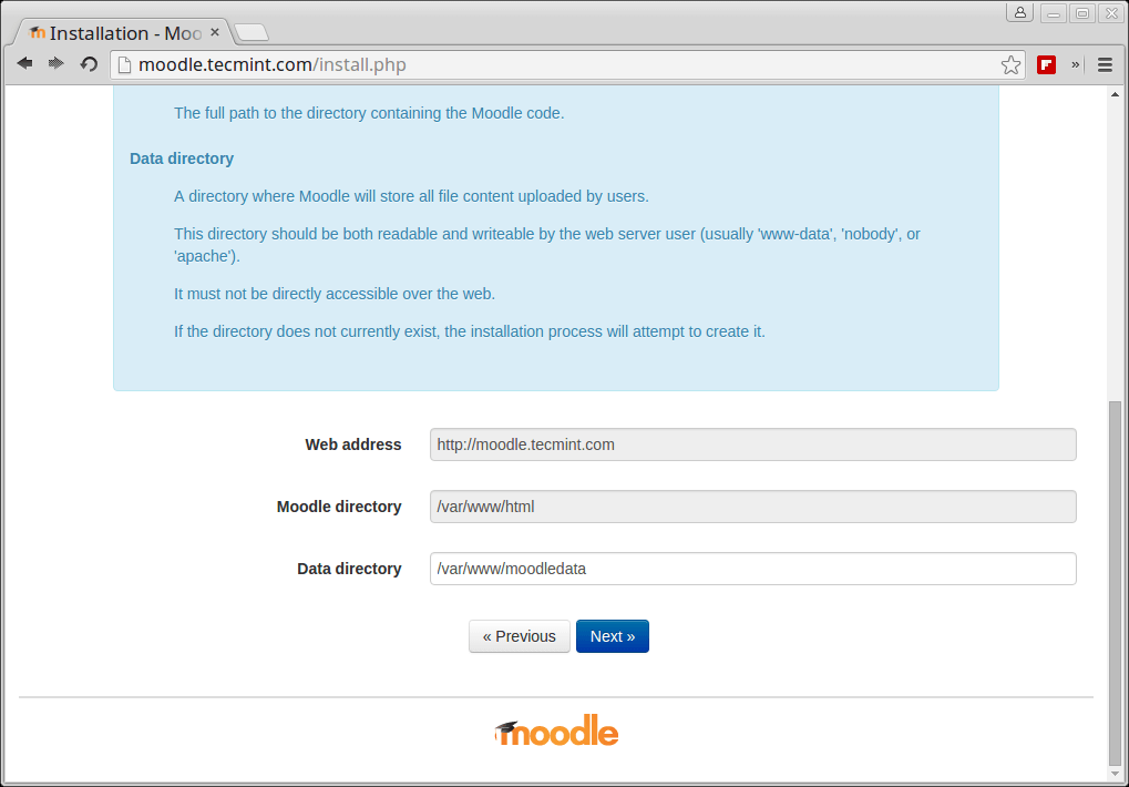 Set Moodle Data Directory