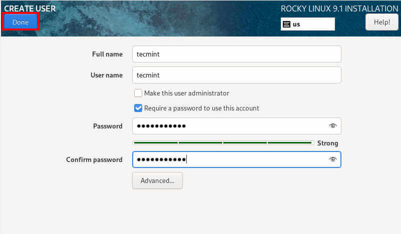 Rocky Linux User Account