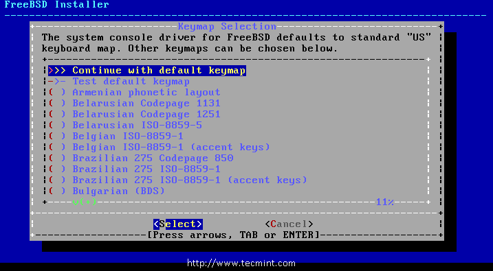 FreeBSD Keymap Selection