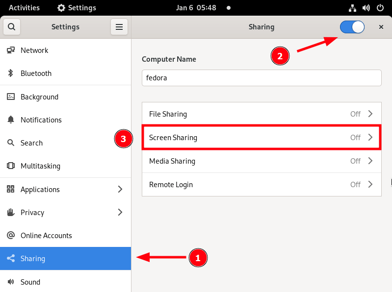 Enable Fedora Screen Sharing