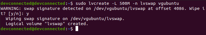 add swap space using lvcreate on ubuntu