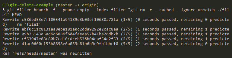 delete files from entire git history using filter branch