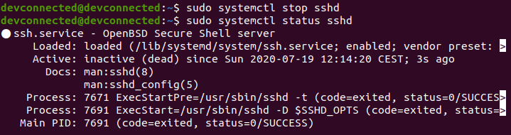disable SSH service on ubuntu 20.04