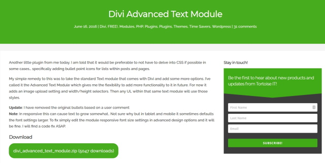 Divi Advanced Text Module