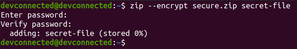 encrypt file using zip