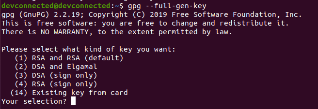 gpg generate key