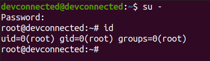 connect to root using su