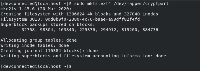 mkfs command on linux
