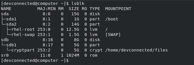 list disks using lsblk