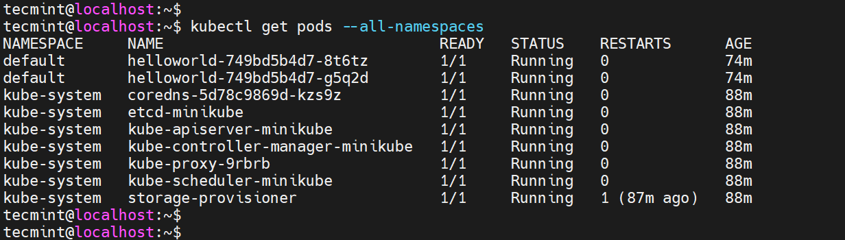 List Pods Namespaces