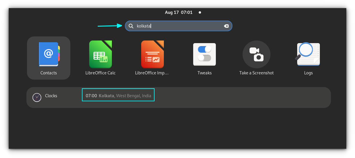 Get time of various cities using GNOME Shell Search Feature