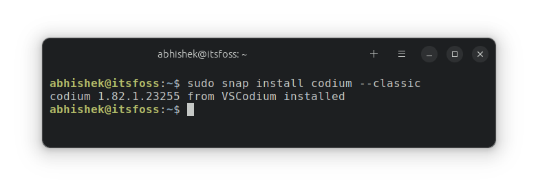 Install VSCodium using Snap in Ubuntu