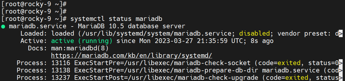 Verify MariaDB Status