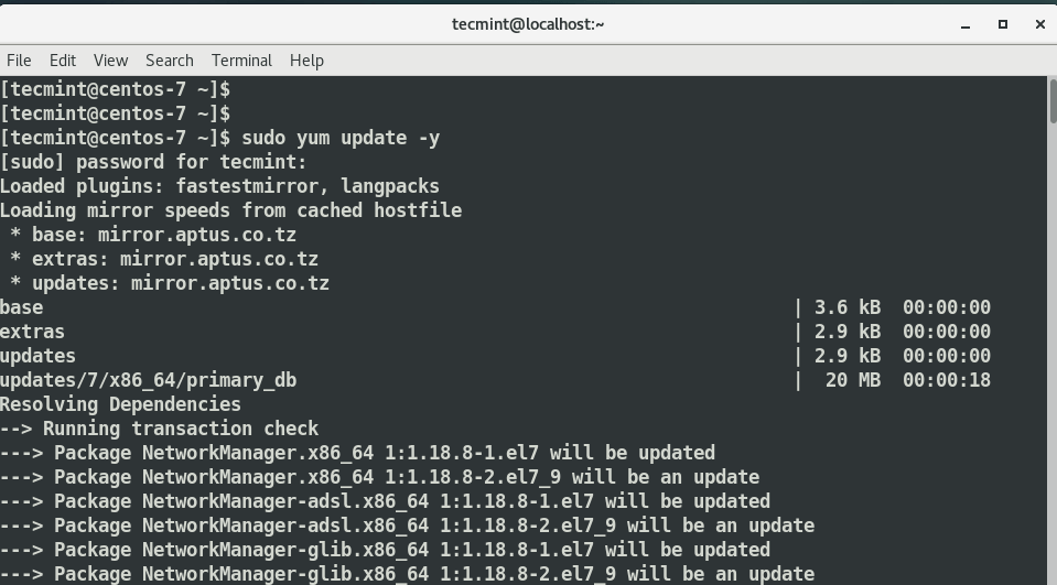 Update CentOS 7 Linux